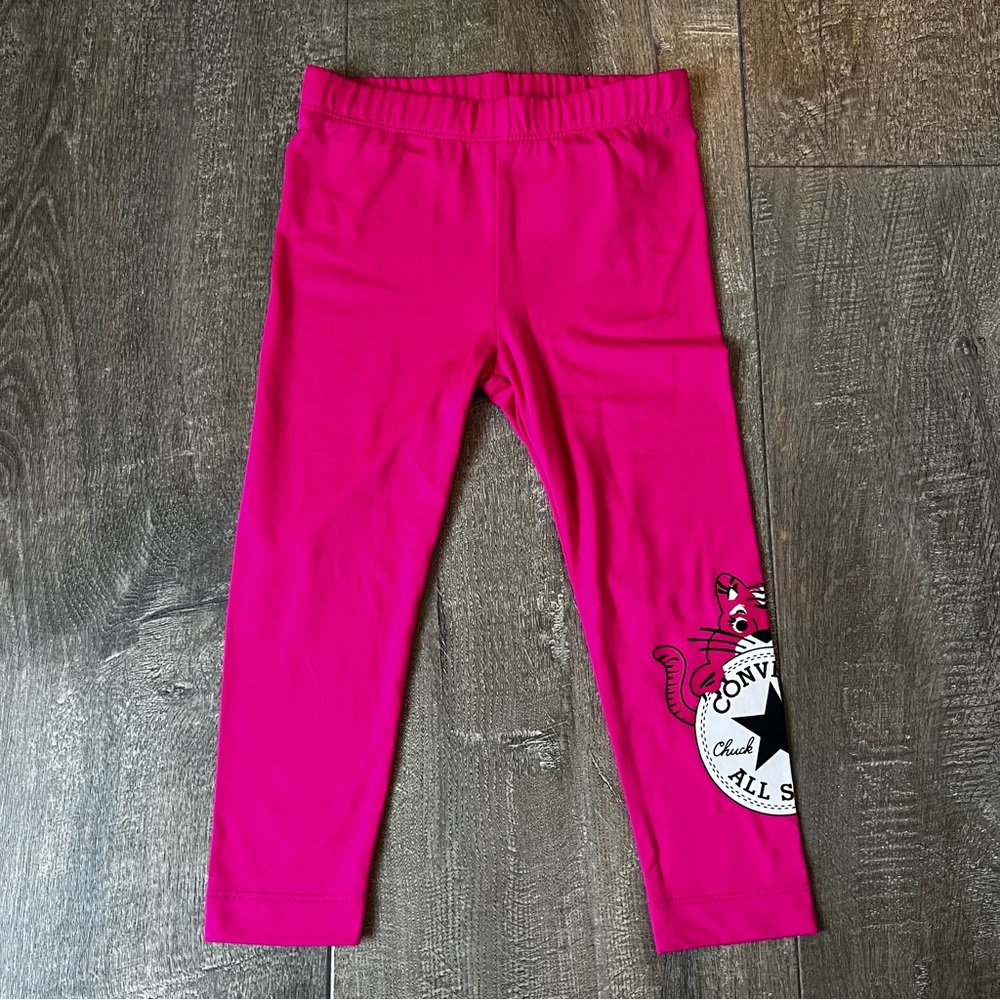 Converse NEW Pink Toddler Girl Leggings w/Logo Size 3T